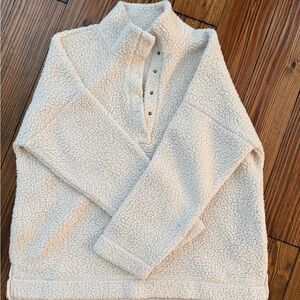 aerie Ivory Sherpa Snap Pullover
